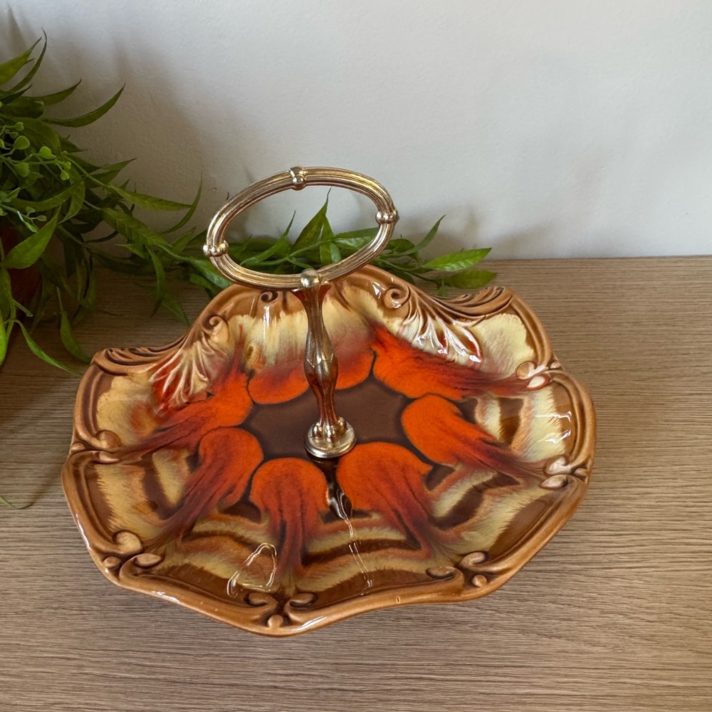 Vintage Ceramic Serving Dish with Handle